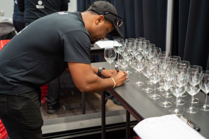 Glasses being marked Glasses being marked